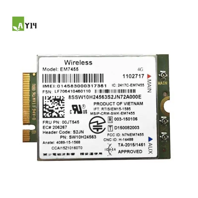 

AY14 -EM7455 4G LTE Module FRU 01AX545 M2 NGFF Card For Lenovo Thinkpad T460 T560 L460 L560 X260 P70 P50 P40 X1