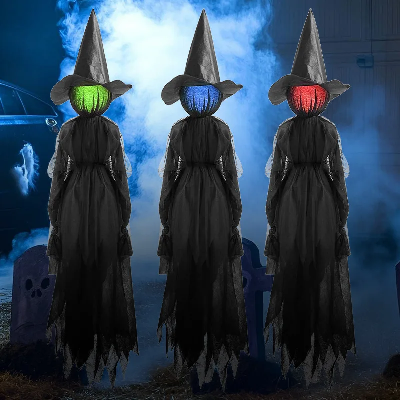 

1/3pcs Large Faceless Witch Holding Hands with LED Voice Controlled Scary Haunted House Decoration Props Halloween Party Supplie