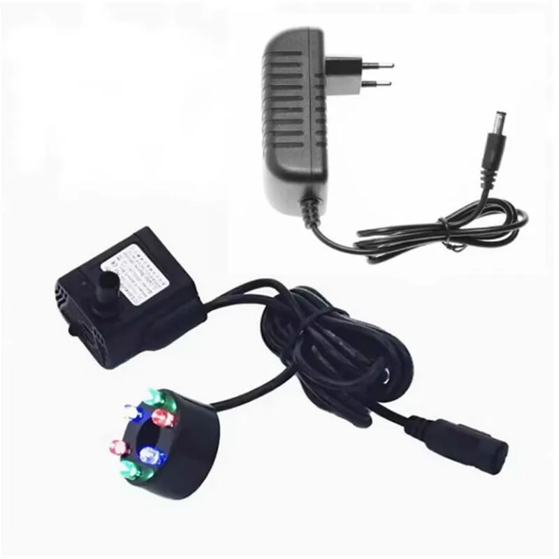 12V Electric Submersible Water Pump 10W GPH with 6 Warm Lights Aquarium Fountain Pump for Fish Tank Circulation And Aeration