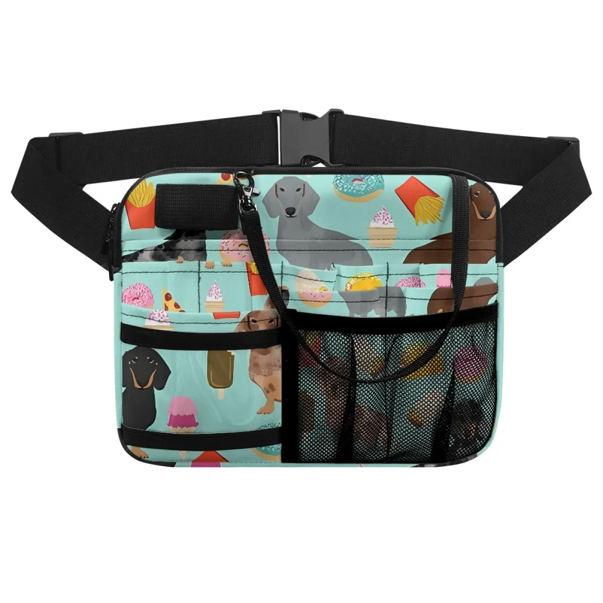 Multi Compartimento Utilitário Hip Bag, Enfermeira Belt Organizer, Ferramenta Bolsa de cintura, Designer Dachshund, Casual Carry Fanny Pack, Presente, Novo