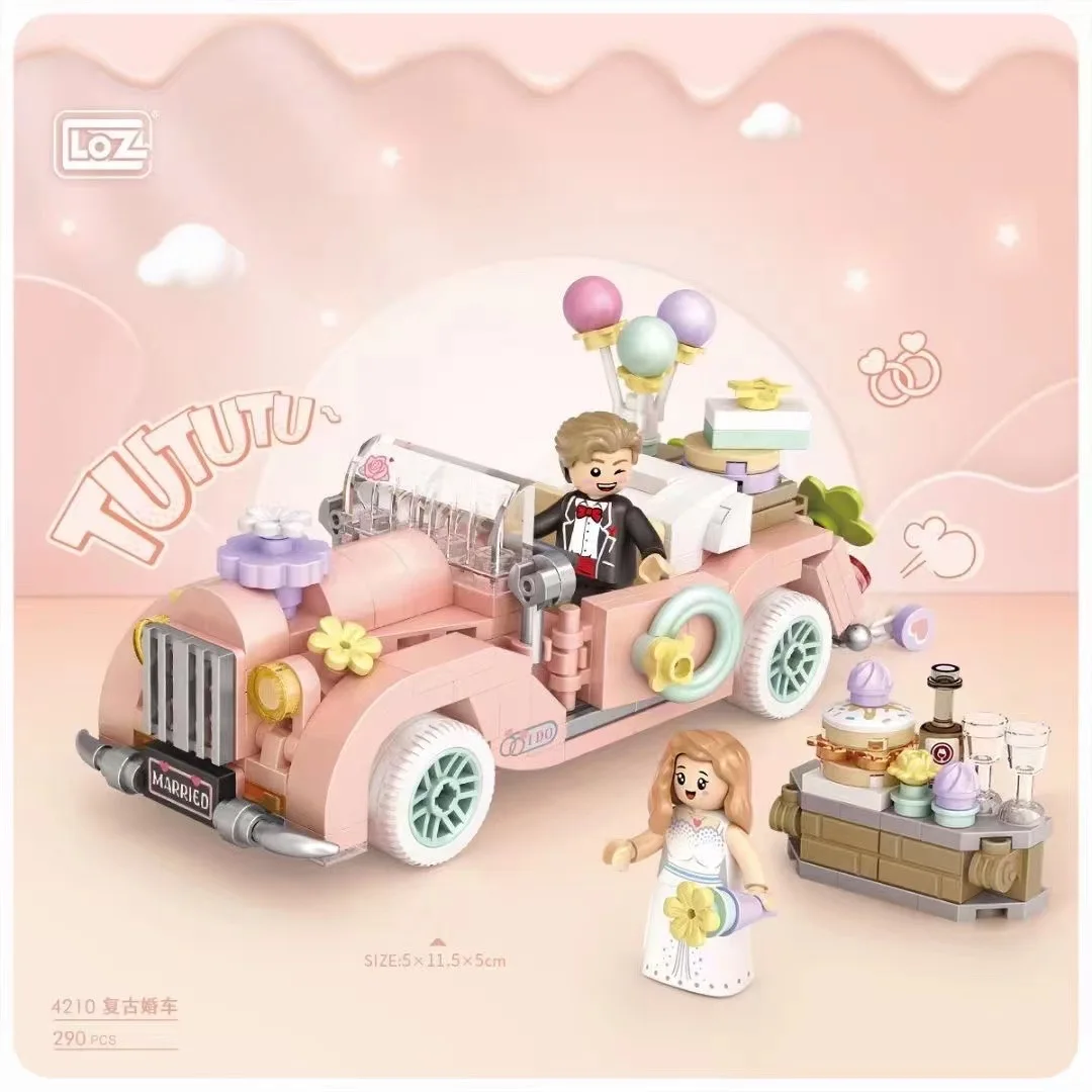 LOZ Lizhi New Pinyin Q Cute Car Driving Home Furnishings Small Building Blocks Summer Series Style