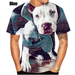 2022 New Summer 3D Pitbull Dog Cool Design T Shirt Men Tops Hipster Tees Boy Painting Man Casual T-shirt