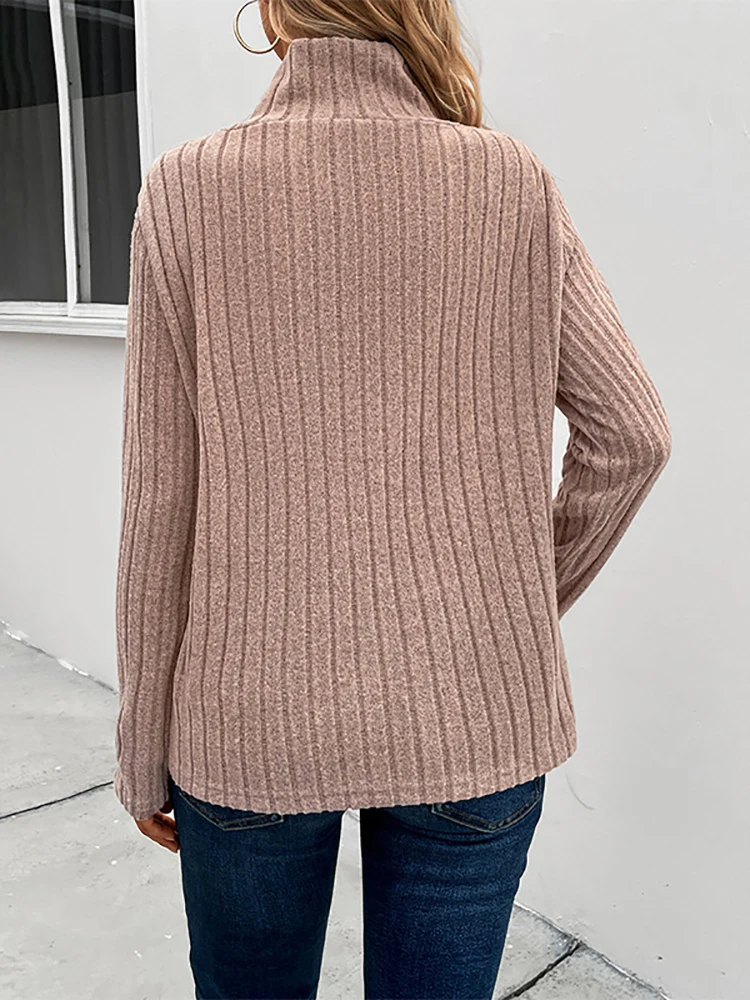 Maglietta per le donne magliette a maniche lunghe lavorate a maglia eleganti pullover a collo alto autunno inverno vestiti giovanili per le donne