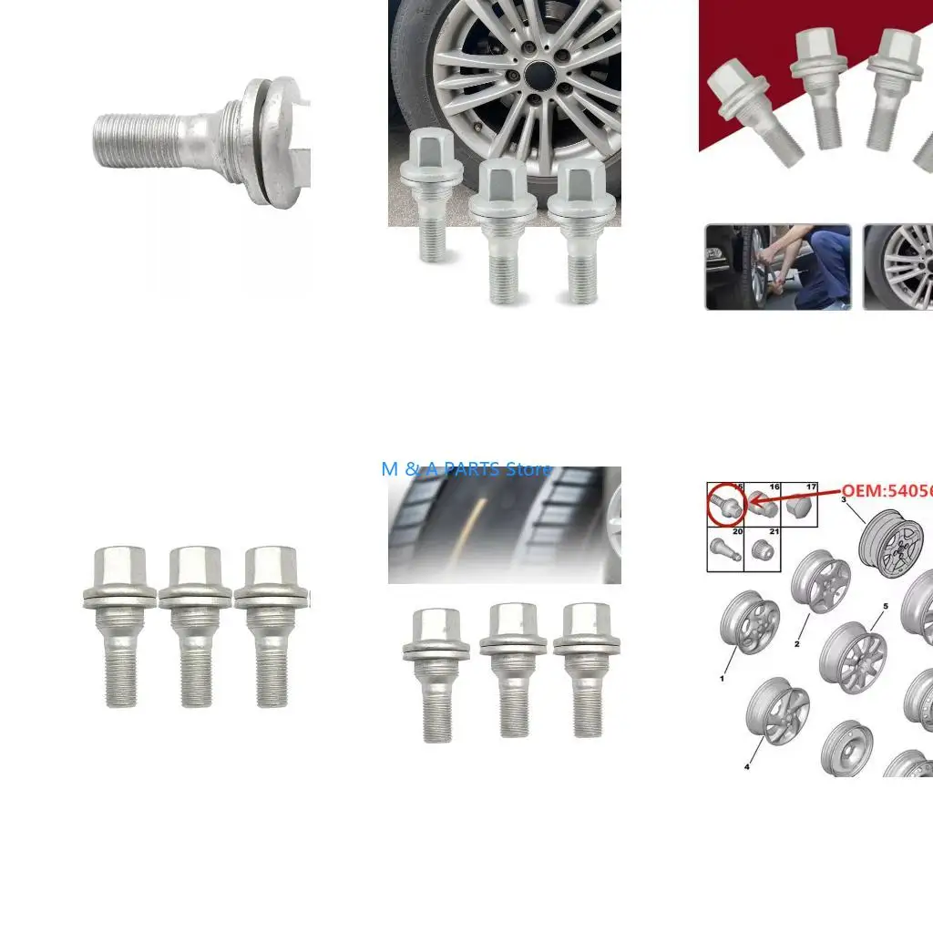 

U1JF Pack Of 4 Car 17mm Flat Base Lug Bolts for 206 207 307 308 406 407 607 1007 2008