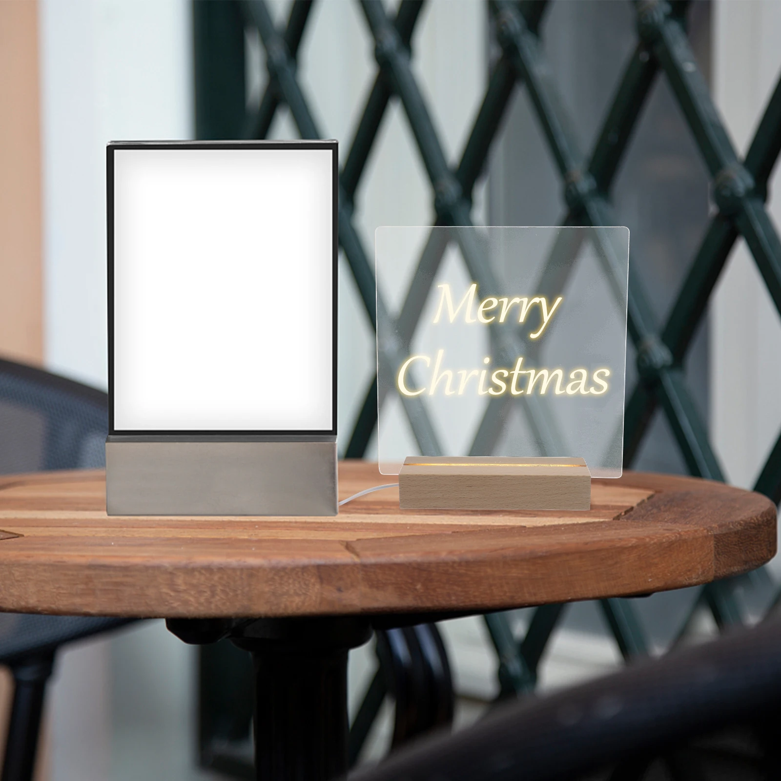 

1 Set Acrylic Memo Board Transparent Message Board With Light Erasable Writing Luminous Base School Office Home Decor