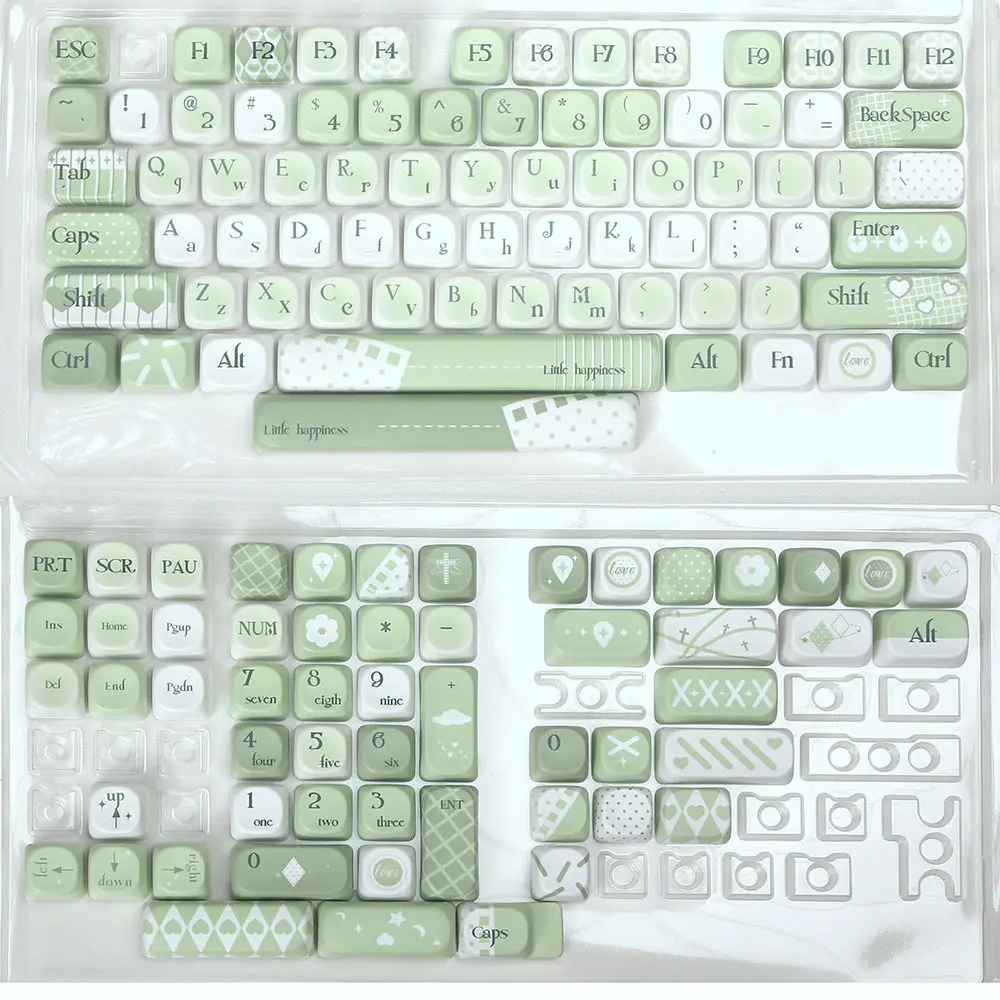 Small lucky keycap milk green keycap moa highly sublimated small fresh pbt suitable for mechanical keyboard