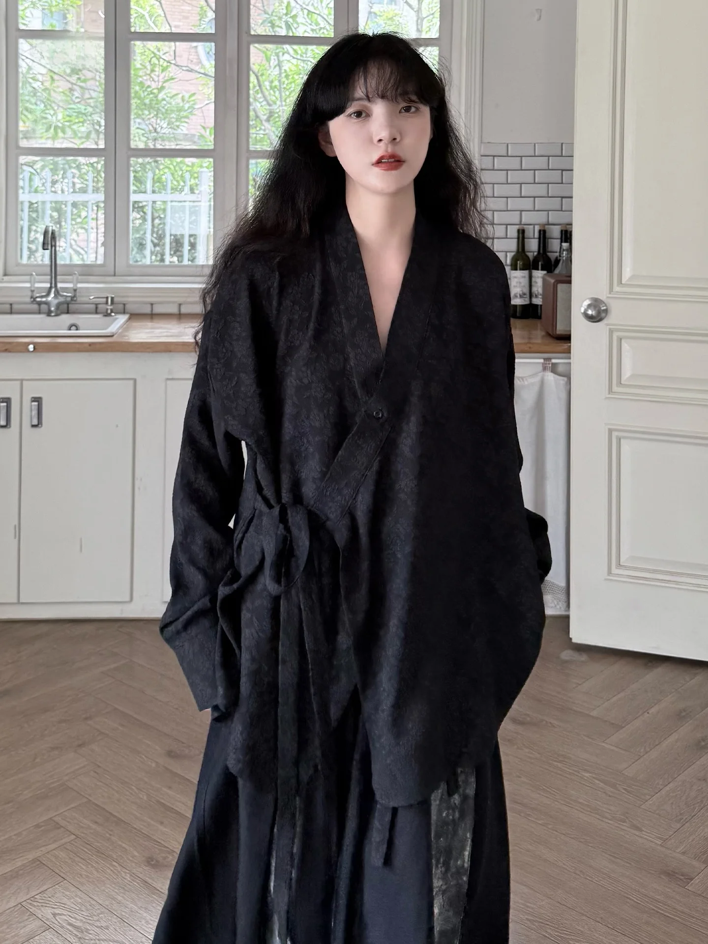 

Land And Mountain Island【White Sand】k Новый китайский Sle Long Sve irt Bla Tie Dye Pattern Женский осенний топ Faion