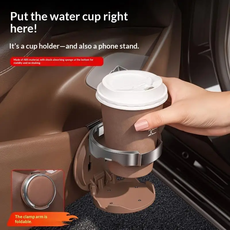 【B】Collapsible Car Door Mount Cup Holder Foldable Back Clip Auto Cup Mount Storage Fixed Cup Support Bracket Space-Saving