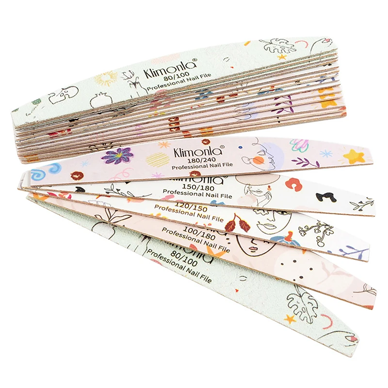 10Pcs Thick Wood Nail Files Colorful Sandpaper Wooden Nail File 100/120/180/240 Professional Boat Sanding Buffer Manicure Tools