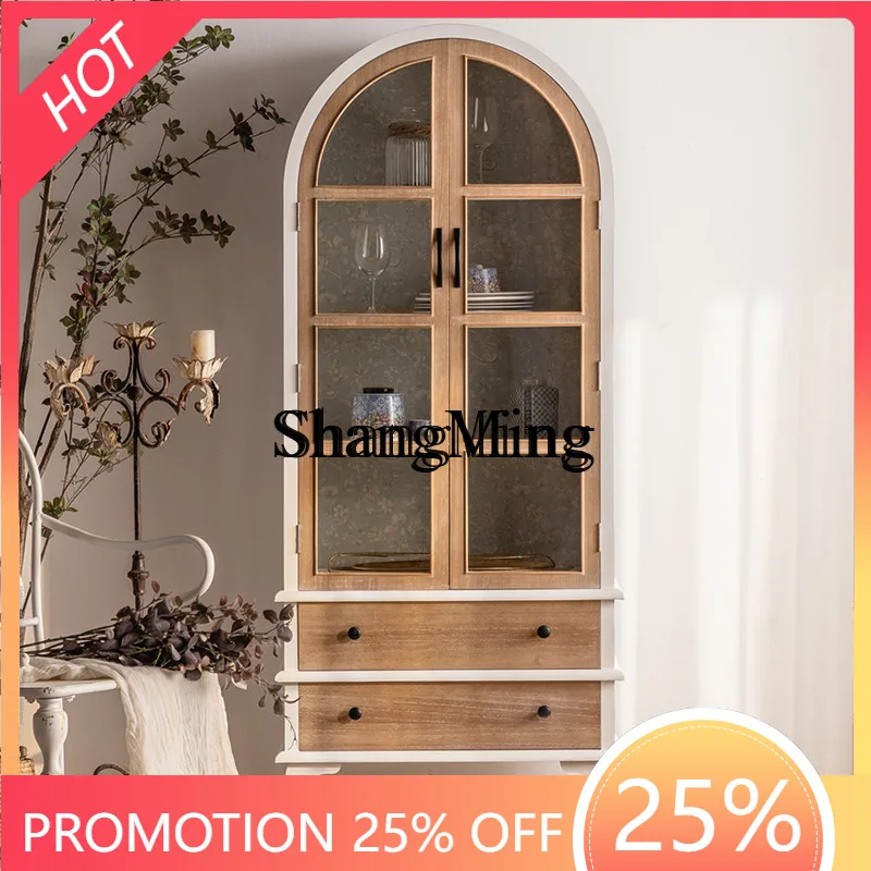 

SM arched glass door side cabinet double door locker model storage transparent collection cabinet