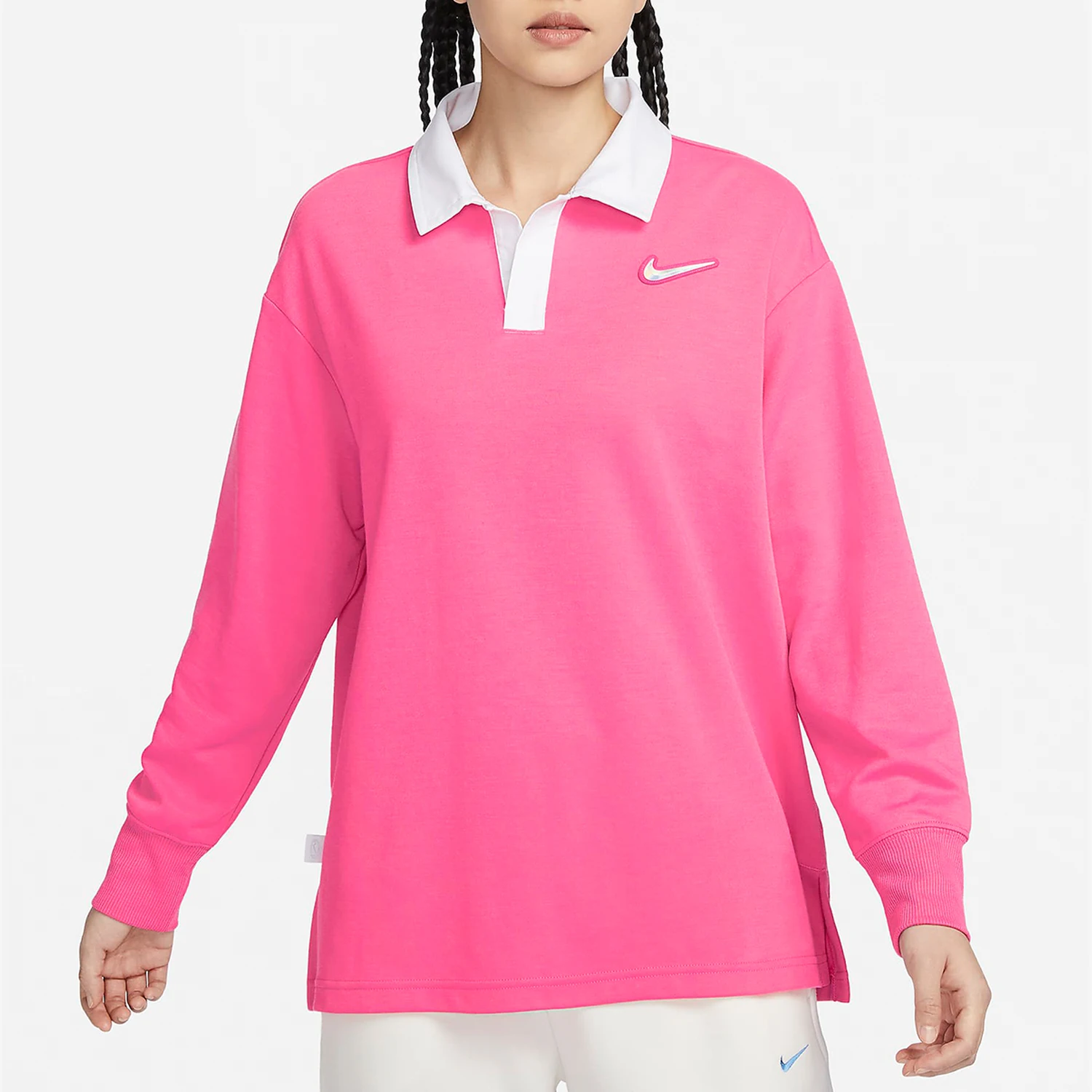 Nike genuine Oversize style new women's knitted lapel sweatshirt FZ6534-684