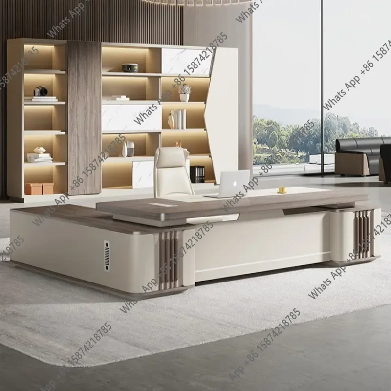 

Высококачественный офисный стол руководителя класса люкс с системой хранения, современный европейский угловой рабочий стол для конференций, с ящиками и аксессуарами, мебель для кабинета