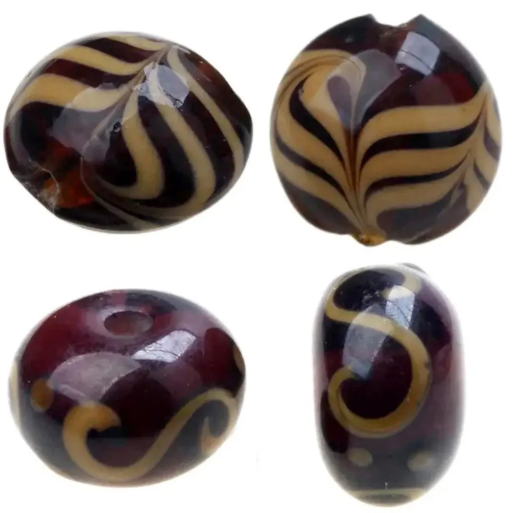 6pcs/Lot Retro Painting Handmade Amber Lampwork Glass Beads For Crafts Charm Bracelets/Earring/Necklace DIY Jewelry Making