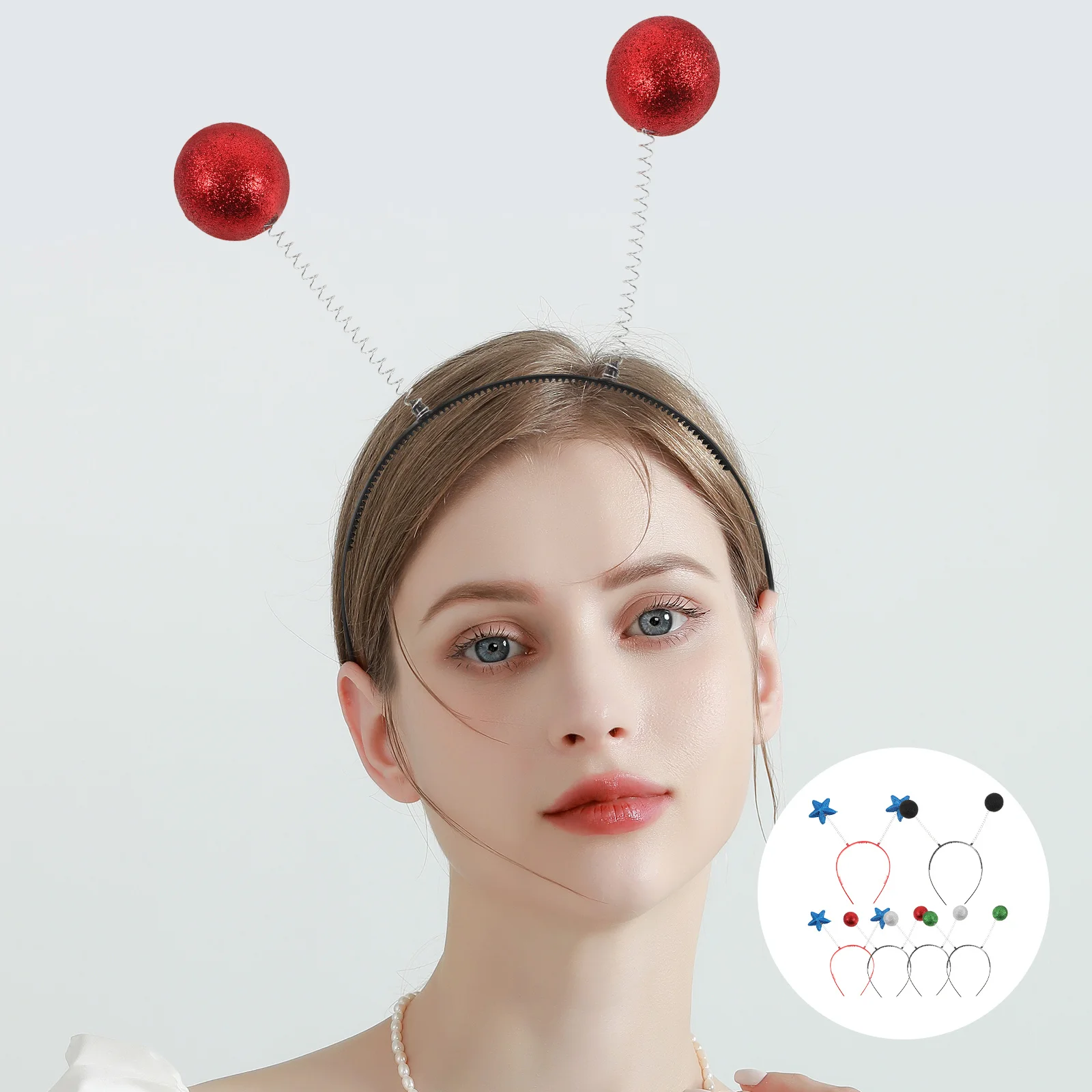 

6pcs Peach Heart Headband Mixed Style Glitter Ball Party Photography Hair Band Masquerade Valentine'S Day Headdress Hair