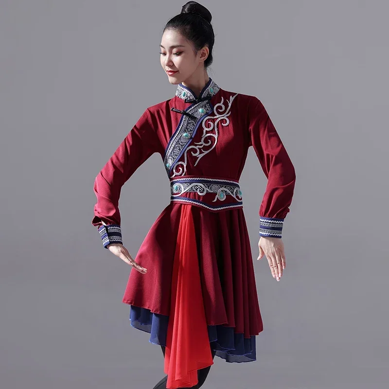 

New style Mongolian Dance Costume Traditional Costume Female National Dance Tibetan PracticeClothesMongolian AncientYangko Dance