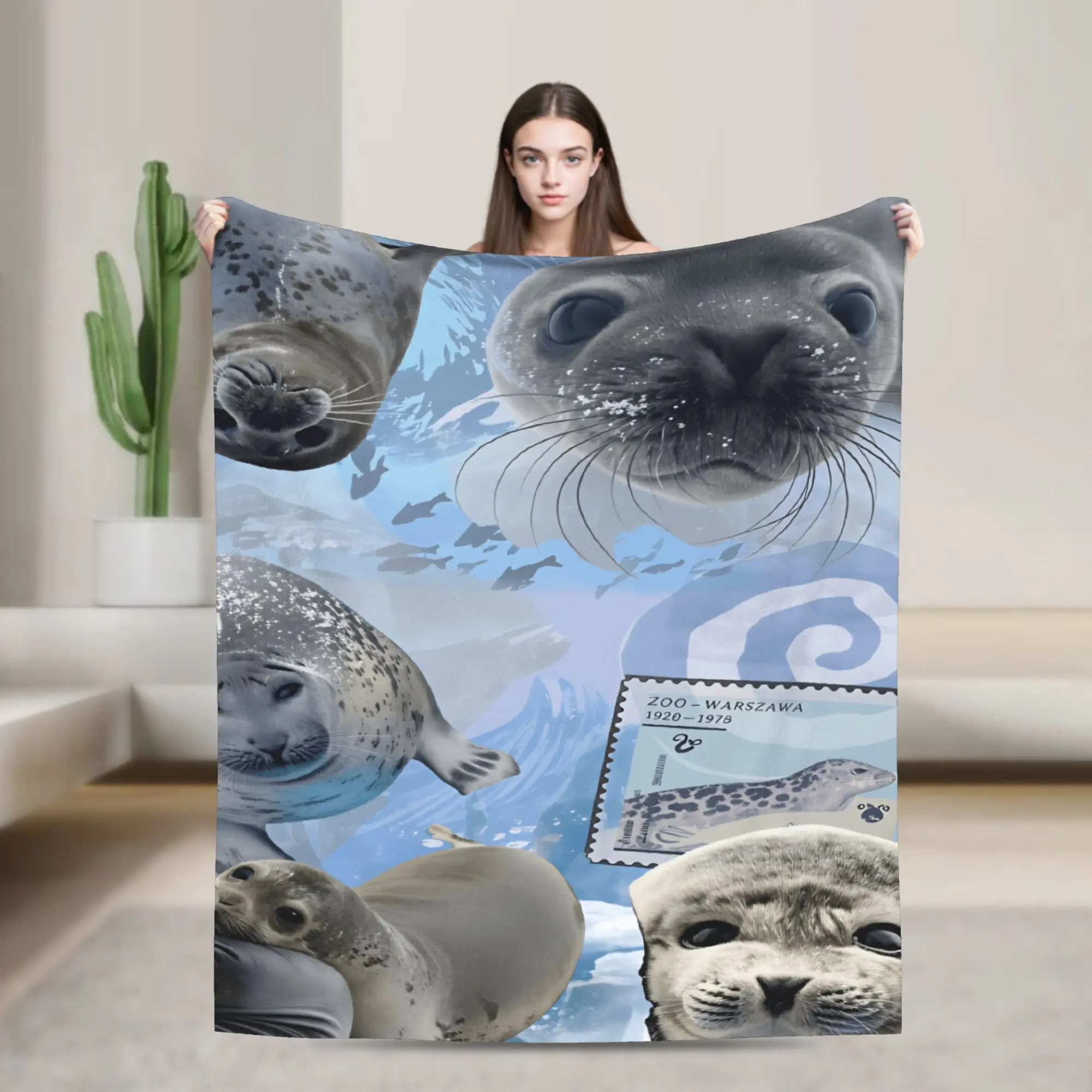 Seal Sea Flannel Blanket Girl  Super Soft Bedding Throws Winter Home Decor Bedspread Sofa Bed Cover