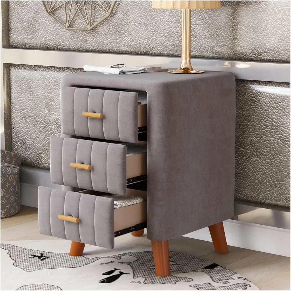 Bedroom Upholstery Nightstands with 2 Drawers Velvet Bedside Cupboards 25Lx15.9'Wx27.9H(inch) Bedside Tables Accent Cabinet