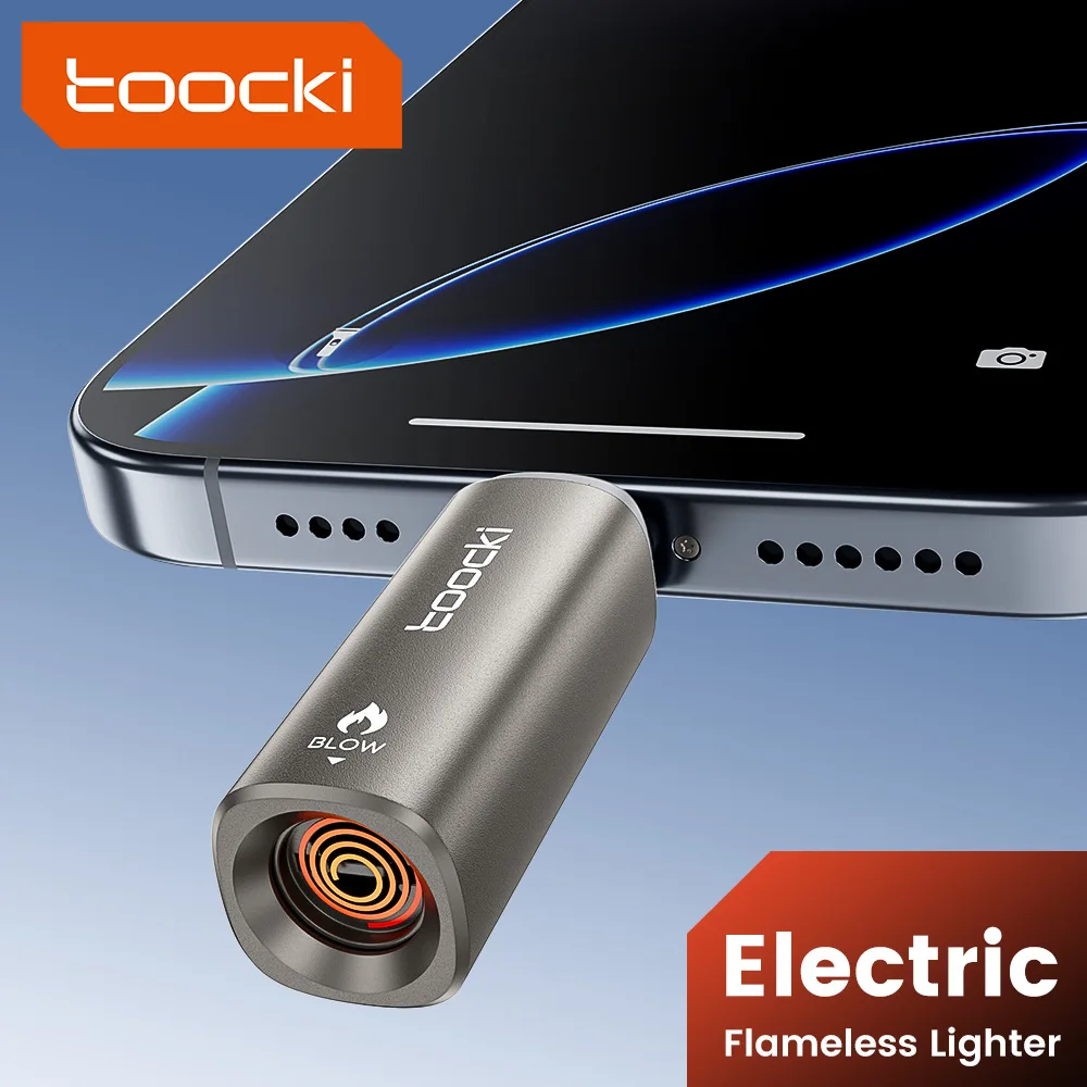 Toocki Mobile Phone USB-C Cigarette Lighter Windproof Mouth-blowing Button Switch Outdoor Fire Igniter