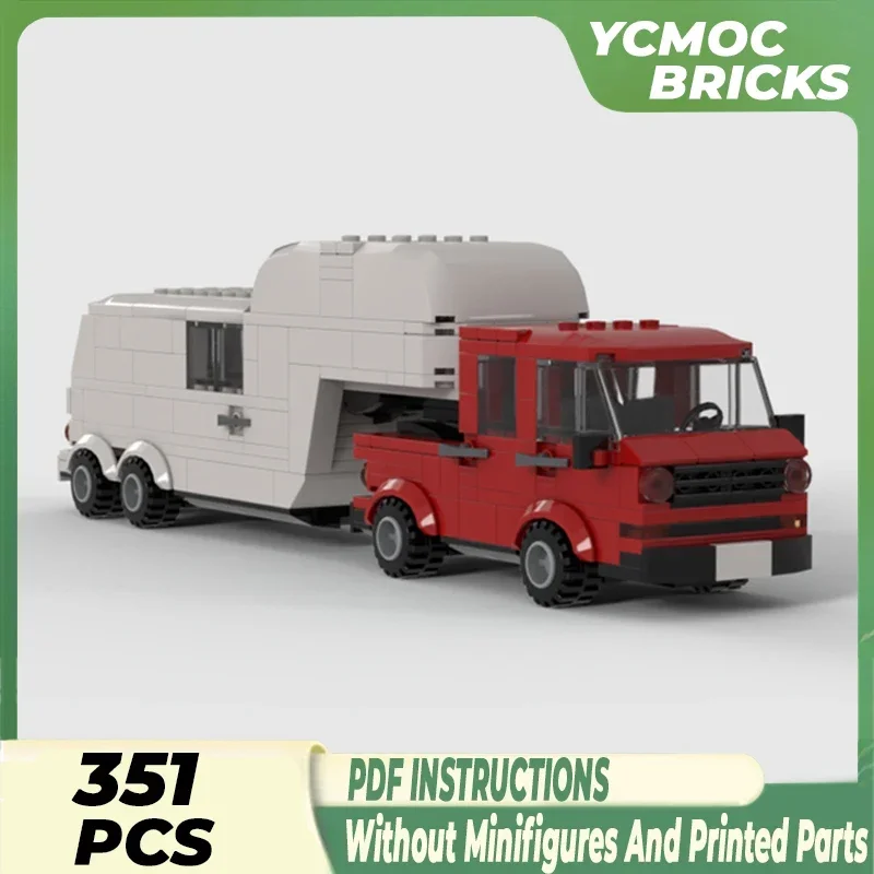 City Vehicle Model Moc Building Bricks T3 Truck With RV Trailer Technology Modular Blocks Gifts Christmas Toys DIY Sets Assembly