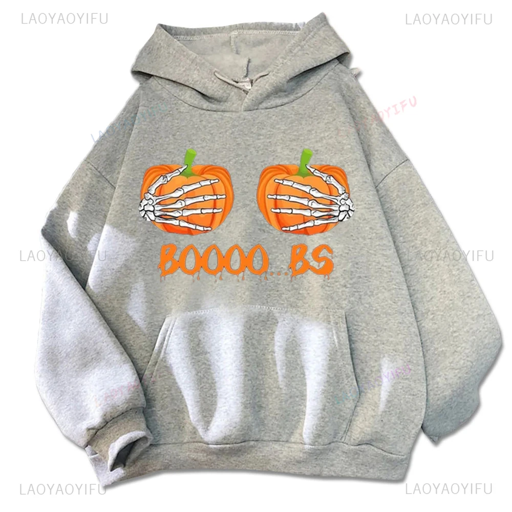 Booo Bs Ghosts Pumpkin Lamp Graphic Printed Hallowmas Hoodie Trick or Treat Warm and Windproof Harajuku Casual Couple Hoodies