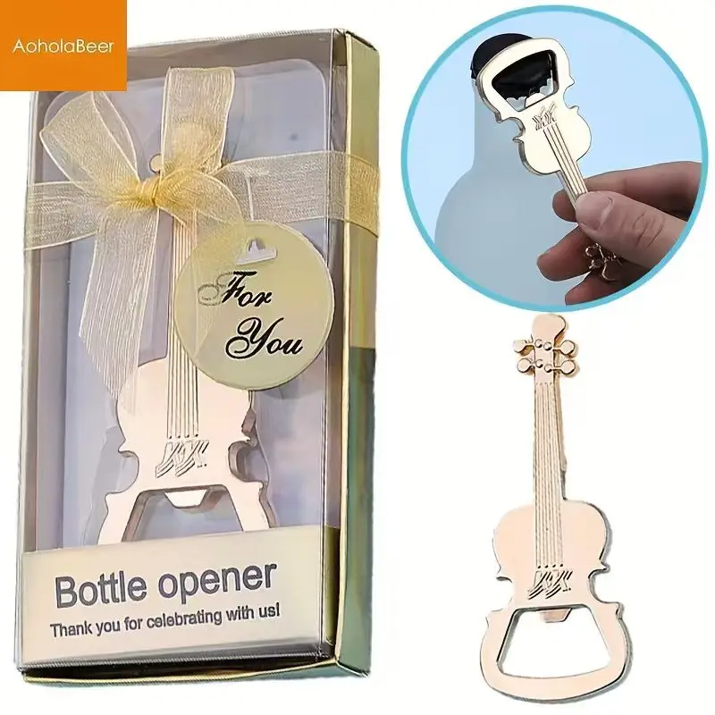 1pc Guitar Bottle Opener Package Metal Beer Opener Gifts Music Wedding Favors for Guests Kitchen Gadgets Birthday Party Gifts