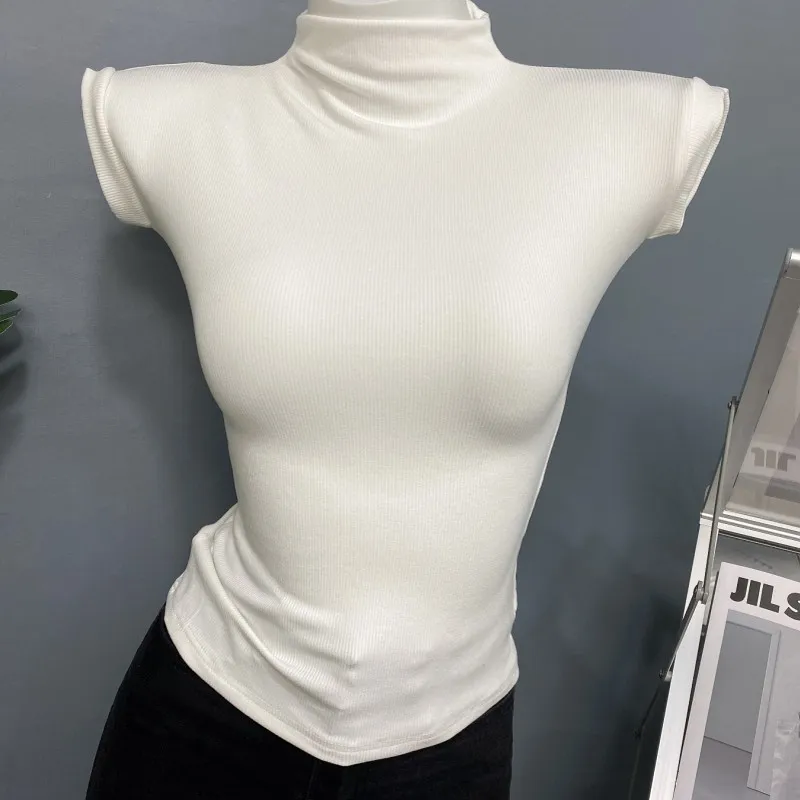 

Semi-high Neck Flying Sleeve Knitwear Top Women's Spring 2024 New Slim Sleeveless Top Undershirt Women's Underwear Top