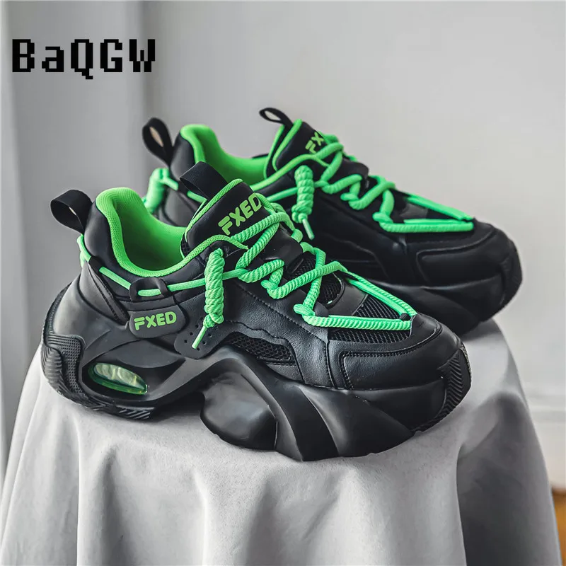 Men\'s Thick Bottom Casual Designer Chunky Sneakers High Top Trainers Men Fashion Platform Shoes Breathable Outdoor Sneakers