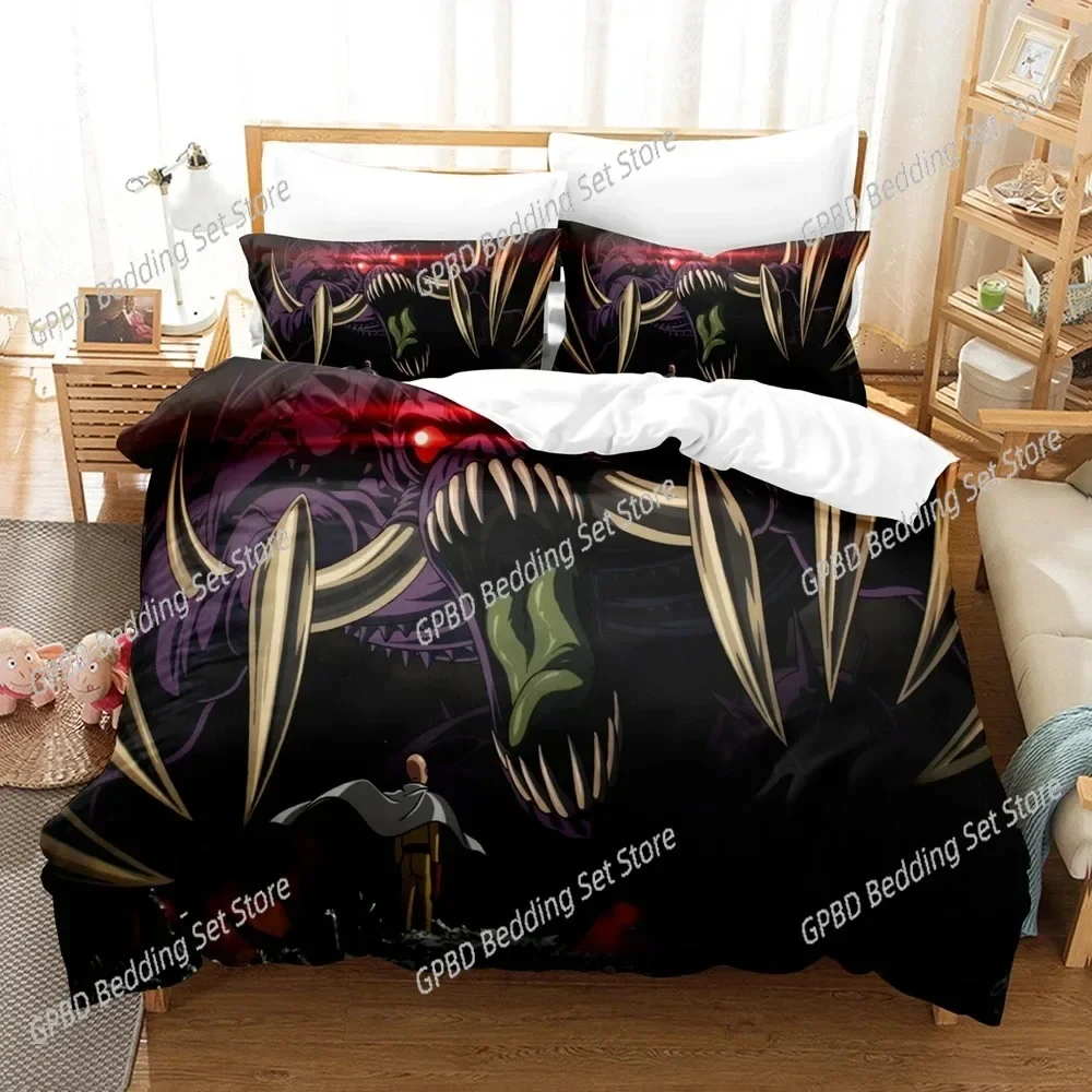 Anime One Punch Man Bedding Set,Duvet Cover Comforter Bed Set Quilt Cover Pillowcase,King Queen Twin Size Boys Girls Adults