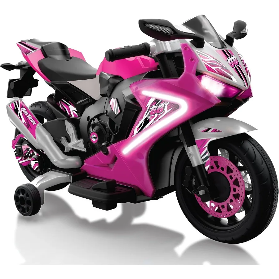 6V Glow elektrische peuter kindermotorfiets - peuterfiets, binnen-/buitenspeelgoed, duurzaam, LED-koplampen en lichaamslicht, realistc S