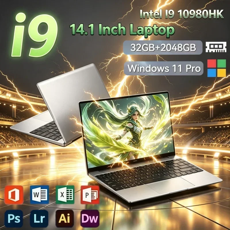 14.1 Inch Windows 11 Ultra Thin Laptop Intel i9‑10980HK 32GB RAM 2TB SSD Notebook For Daily Office Document Home Online Work