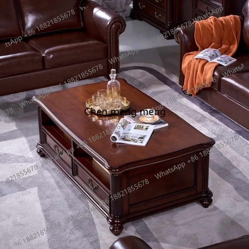 

F150 American rural solid wood classic, coffee table living room storage tea table, large apartment coffee table complete