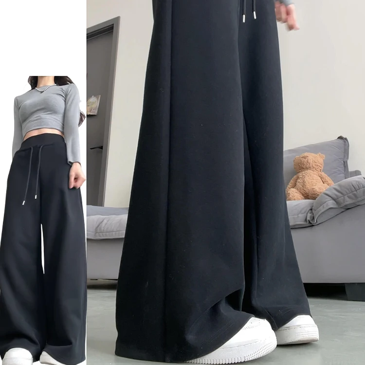 Pantaloni sportivi svasati a vita alta Bla American Sle Pantaloni sportivi larghi casual con zoccolo primavera estate da donna Gamba larga