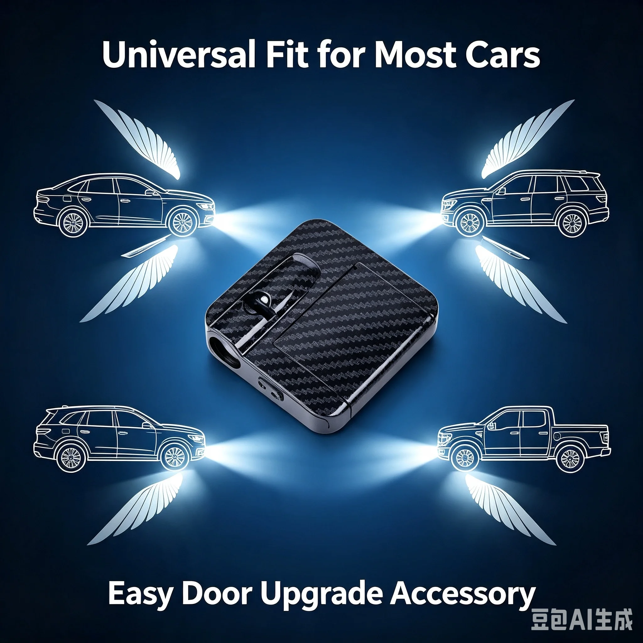 2 unidades de projetor laser sem fio para porta de carro, luz de projeção de sombra HD, alimentado por bateria, luz decorativa automática para porta, sem necessidade de fiação.