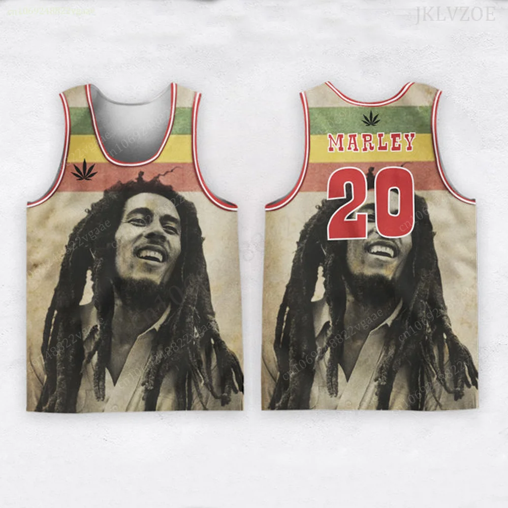 2024 Summer Bob Marley Basketball Jersey Men Sleeveless T Shirt Retro Tank Top Tee Kids Training Uniform 23/24 Reggae Music