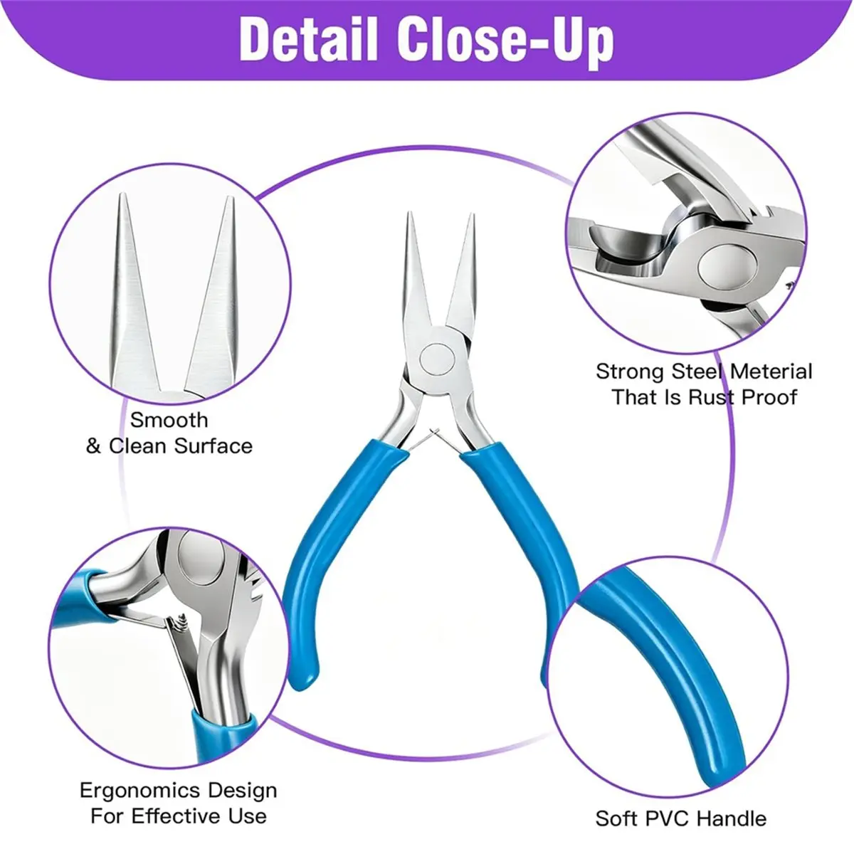 Jewelry Pliers Nose Pliers for Jewelry Making,4.5 Inch Smooth Jaw Steel Craft Pliers for Jewelry Repair Wire