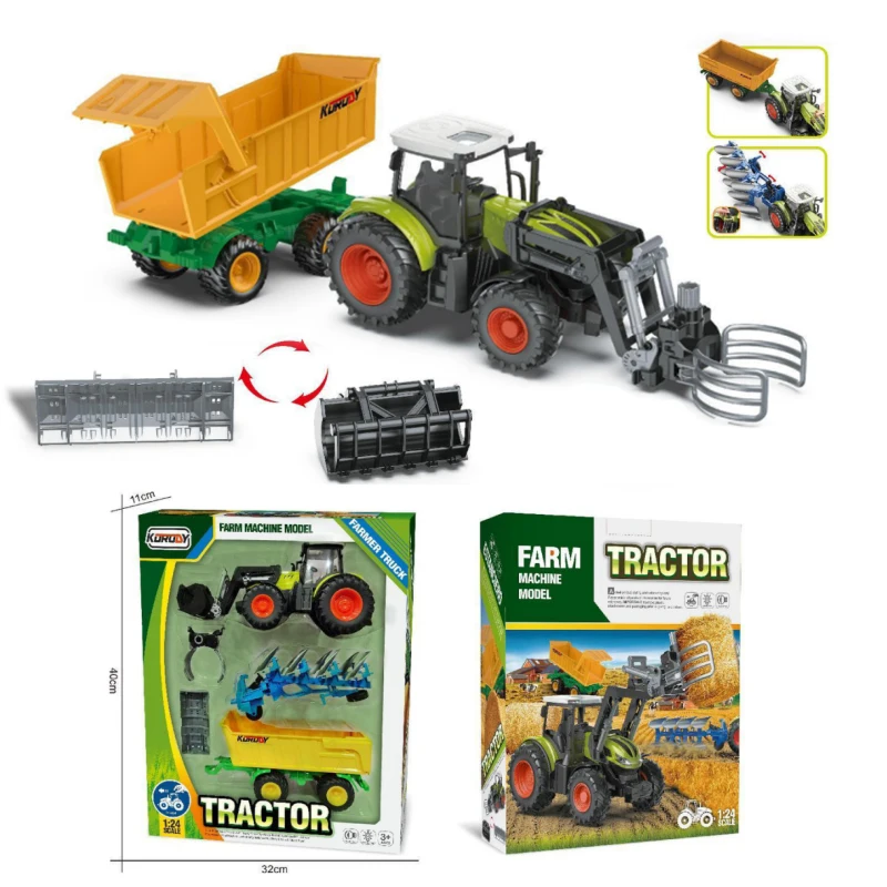 RC Car Farmer Farm Tractor Truck Sliding Simulation Inertia Combine Harvester Engineering Vehicle Kids Toys Boy Birthday Gift