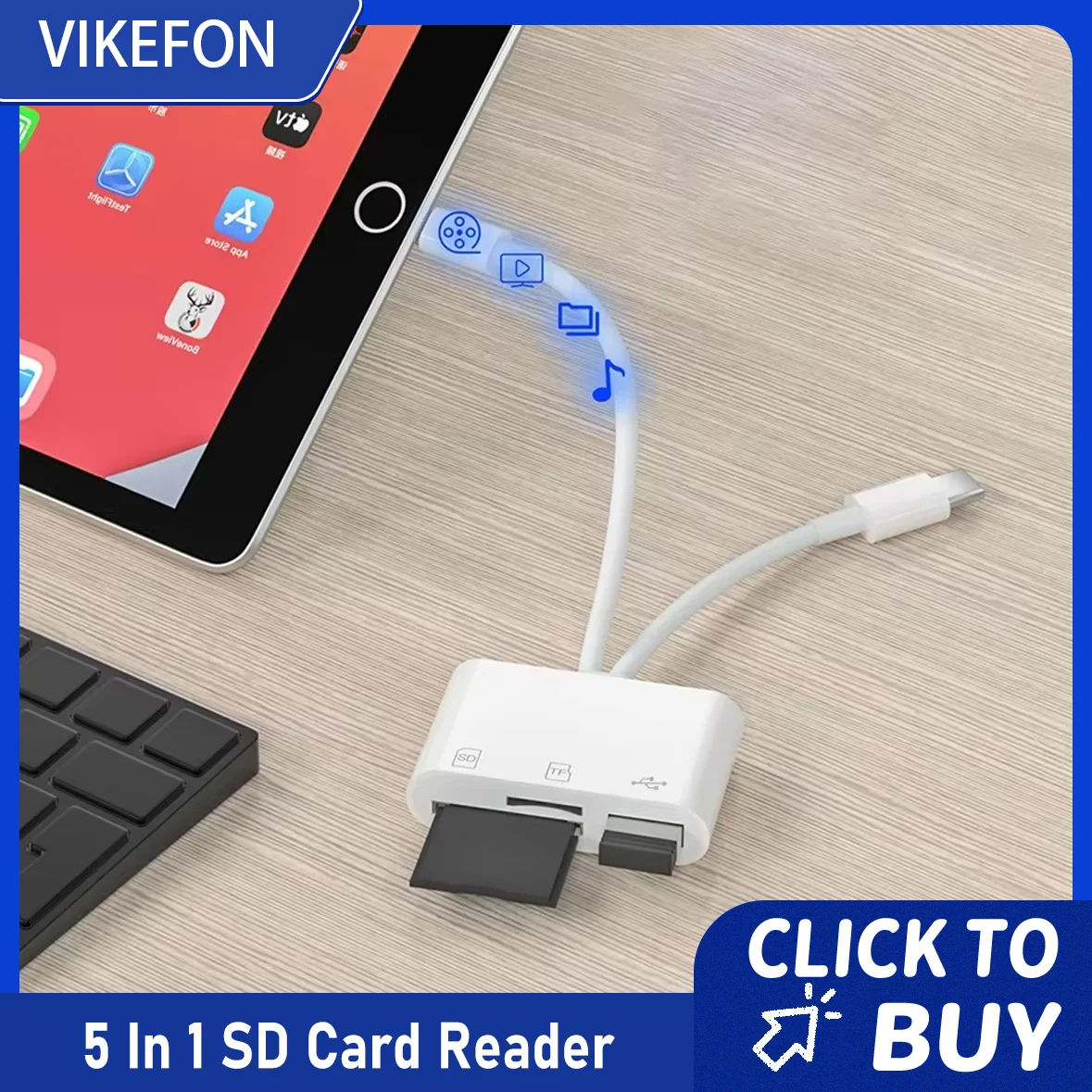 

5 In 1 SD Card Reader Lightning /Type C to USB 3.0/SD/TF Card Adapter, Memory Card Reader for iPhone iPad MacBook Samsung Andro