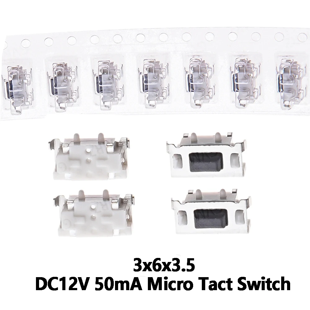 100PCS 3x6x3.5 DC12V 50mA Micro Tact Switch Touch SMD For MP3 MP4 Tablet PC Button Bluetooth Headset Remote Control  DC12V 3x6