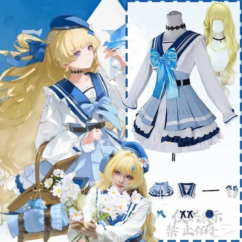 

XT8Anime Game Wuthering Waves Cosplay Phoebe New Costume Blue Dress Jirai Kei Girls Sweet Lolita Cute Uniform Halloween CusXT6@!