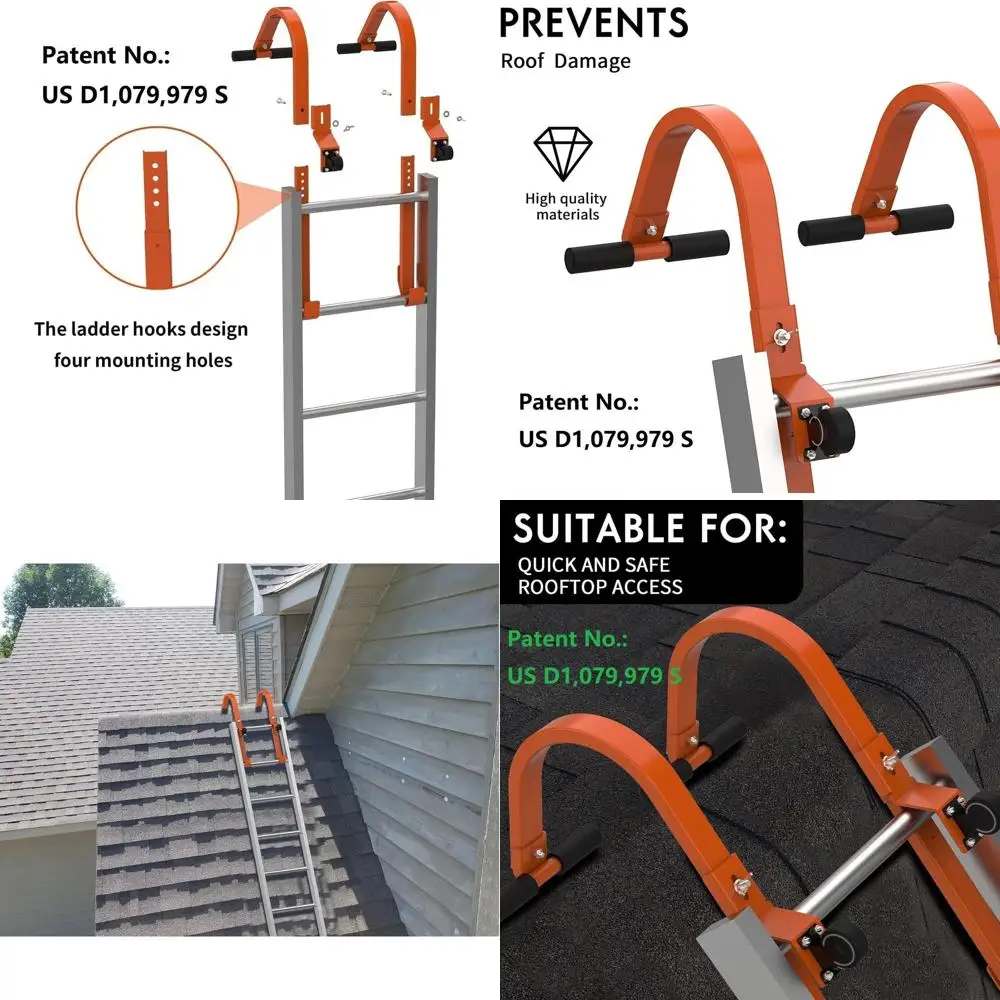 

2-пак. сверхмощный крючок для лестницы на крыше с колесом, удлинительный стабилизатор лестницы для крыши с Т-образной ручкой для предотвращения повреждений,