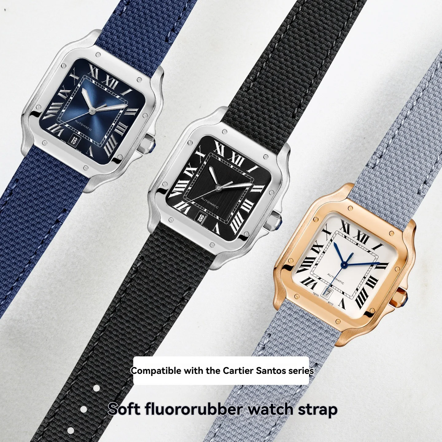 19 21mm Fluororubber Watch Ban - Cartier Watch Santos review and price