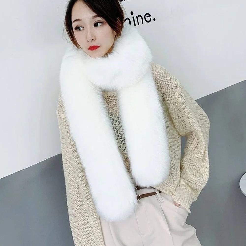 

Ladies Elegant Imitation Mink Fur Scarf Solid Color Long Neck Warmer Warm Thick Fluffy Long Scarf Outdoor