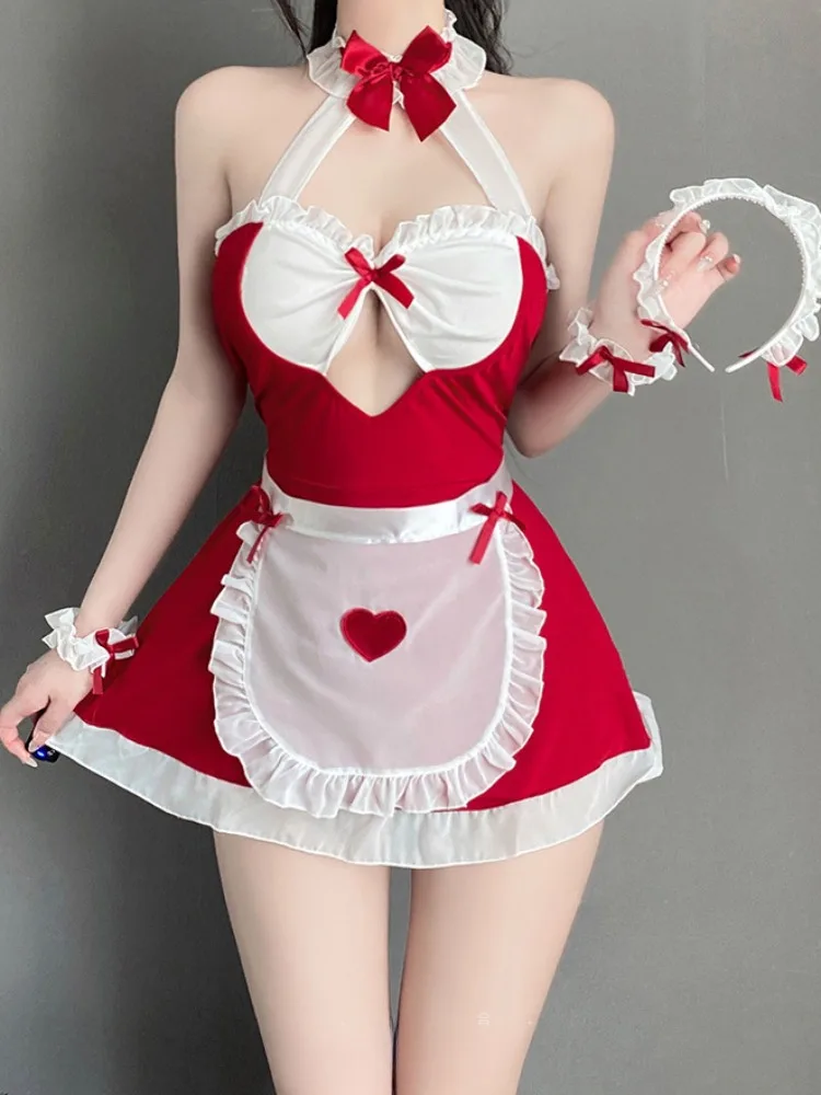 Disfraces de colegiala, uniforme de sirvienta Sexy, uniforme de juego de rol, disfraz erótico porno, lencería traviesa, lencería a cuadros de noche para mujer, lencería