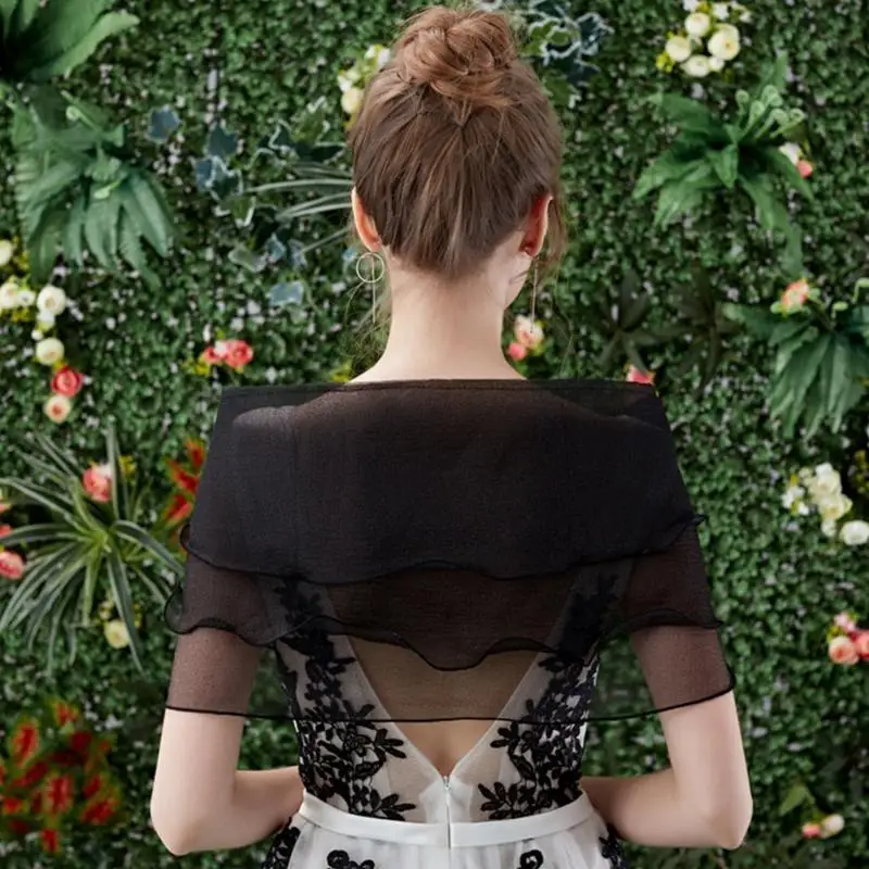 

A52E Женская многослойная марлевая шаль для болеро со стразами и пряжкой на свадьбу с оборками