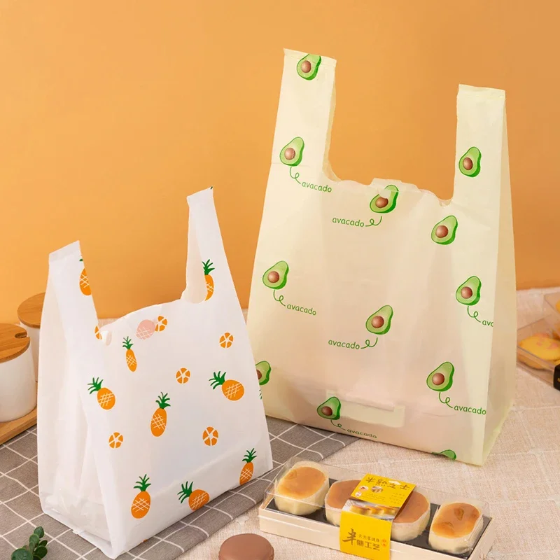 Plastic Restaurant Takeout Pack Bag Desserts Cake Food Disposable Thickening Packing Shopping Handbag Clothing Handle Storage