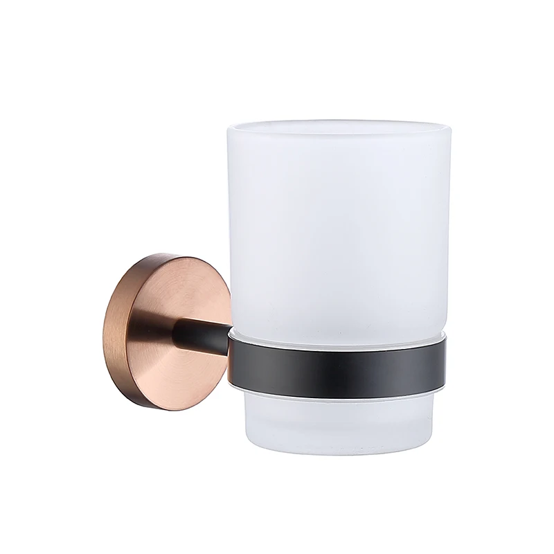 SANLUOIS Black Rose Gold Wall Mount Stainless Steel Robe Hook Toilet Brush Paper Holder Towel Bar Rack Cup Holder Bathroom Set