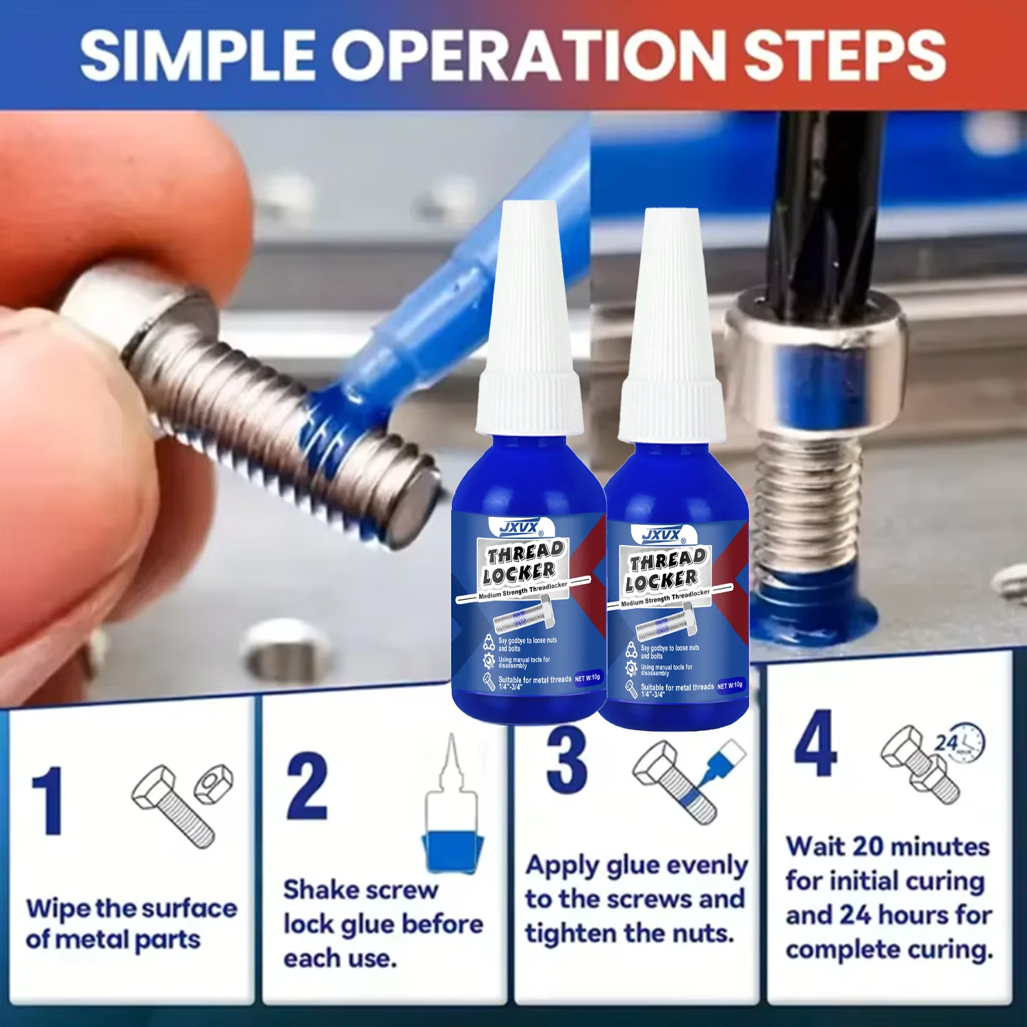10PCS 10ml Threadlocker JXVX 243 Sealing Screw Glues Thread Locking Agents Anaerobic Strong Glues Anti Loose DIY Repairs.