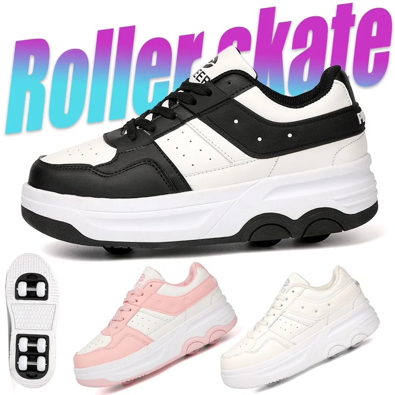 Kids Roller Skate Shoes  With 6-Wheels Children Rollerskates Outdoor Sports Shoes Shoes with strong stability Girls Boys Gifts