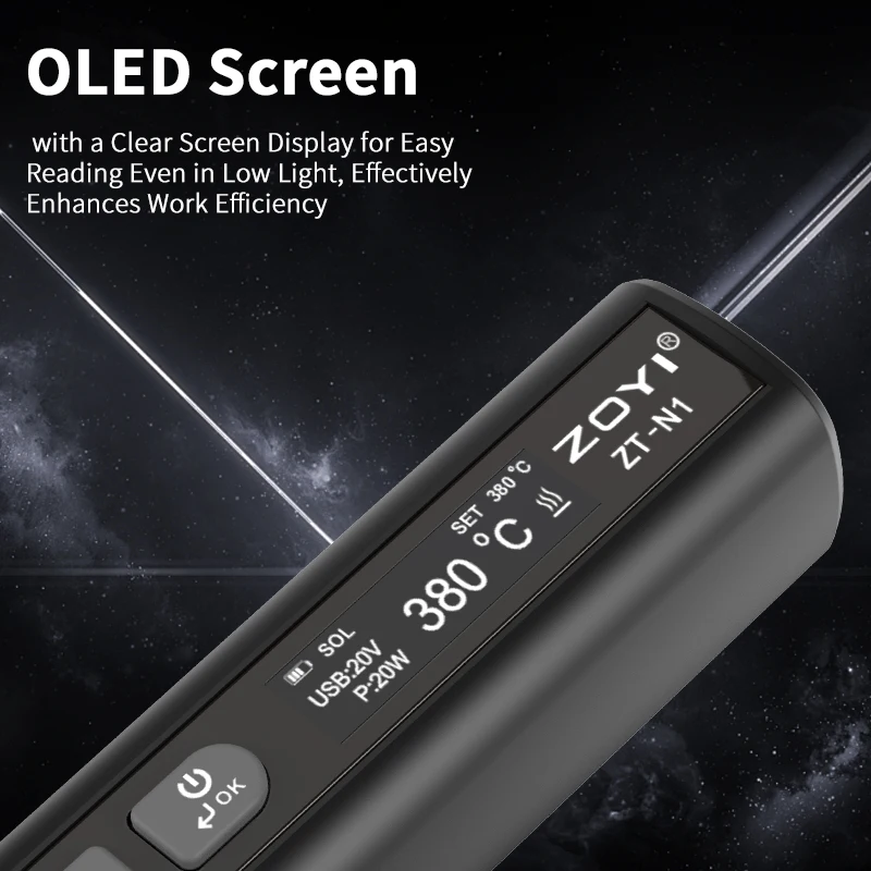 Imagem -03 - Ferro de Solda Inteligente Caneta Solda Portátil Temperatura Constante Manutenção Eletricista Casa 96w Zoyi-zt-n1