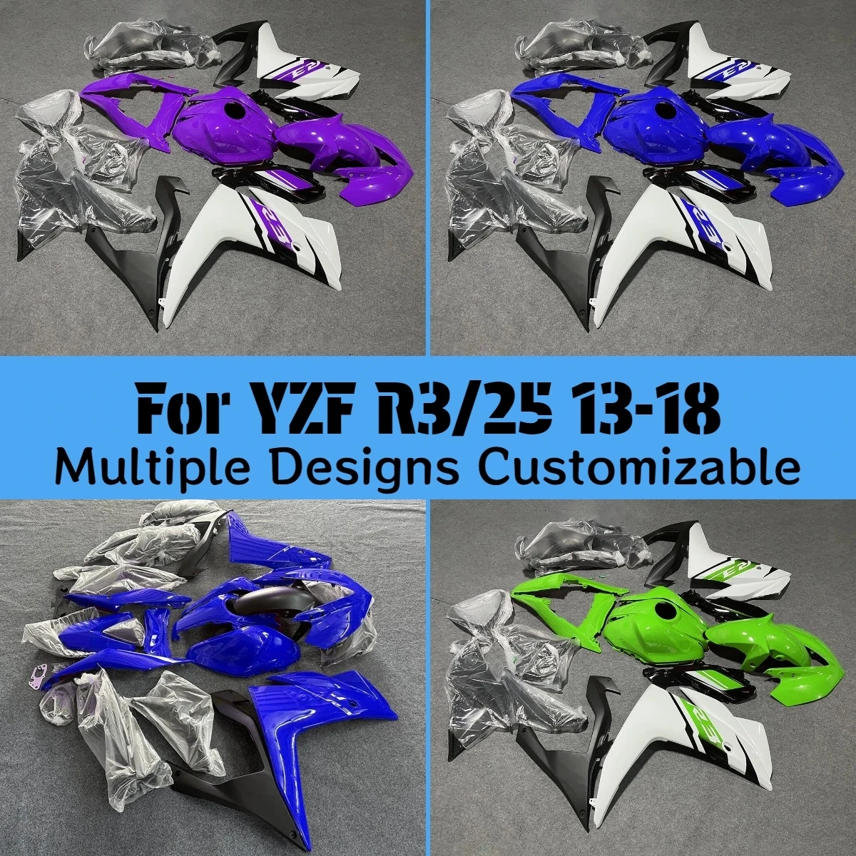 ABS Fairing Kit for YAMAHA YZFR25 R3 2013-2018 Complete Motorcycle Body Set Fairings YZF-R3 R25 13-18